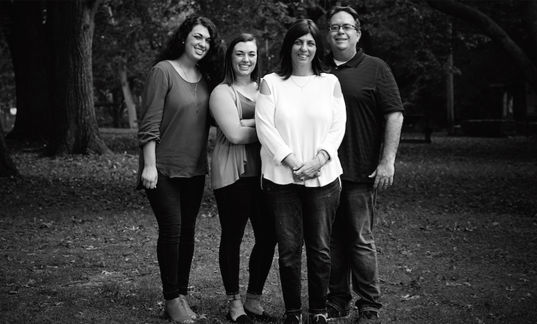 Shari Kienzle (second from right) with her husband, Paul, and daughters Mia and Bianca. Not pictured is daughter Sophia, away at school.